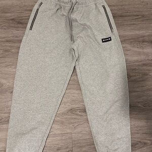 Gray Joggers with Black Zipper Details